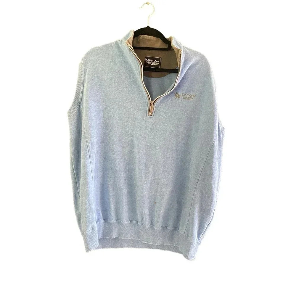 Straight Down B.R. Cohn Winery Blue Long Sleeve 1/4 Zip Sweatshirt Size Xl